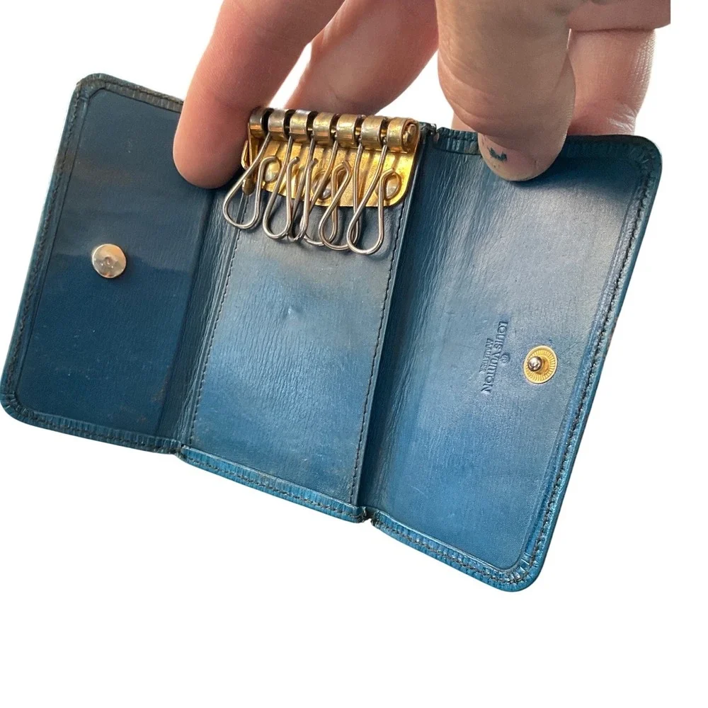 Rare Louis Vuitton Epi Leather 6 Key Holder Toledo Blue Vintage 1990s Spain